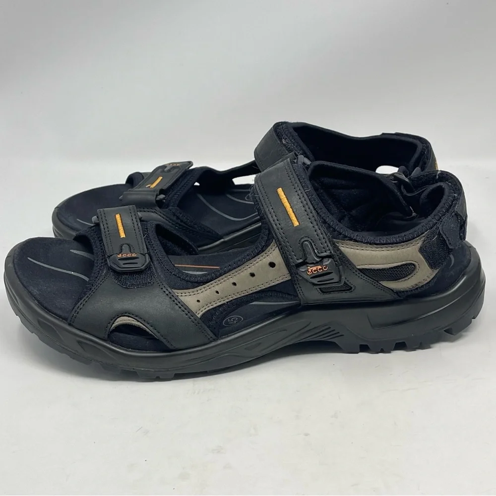 Ecco Yucatan Receptor Sandals Mens 11 - 11.5 EU 45 Black Brown Hiking Sport FLAW - Picture 2 of 15